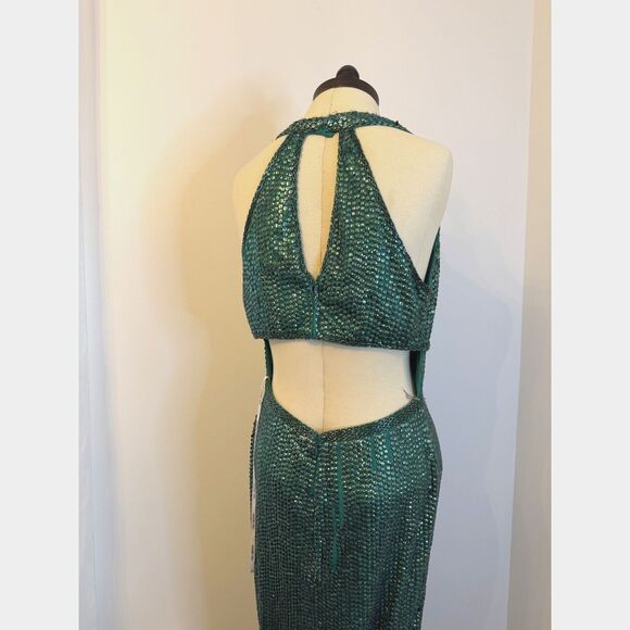 NWT Sherri Hill Emerald Green Beaded Gown - Picture 5 of 8